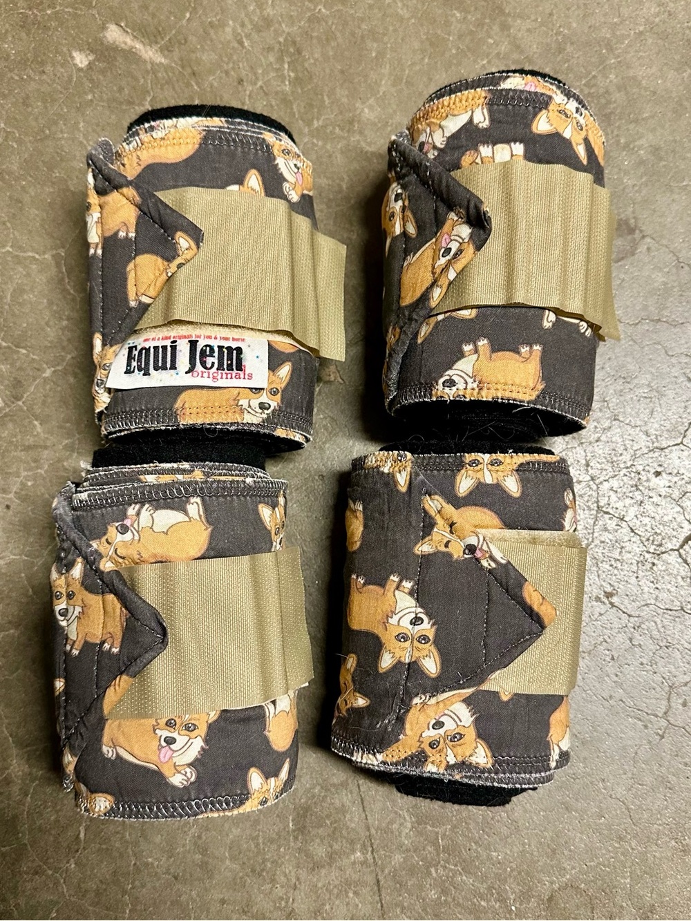 Equi-Jem Black & Tan Corgi Print Polo Wraps - Set of 4